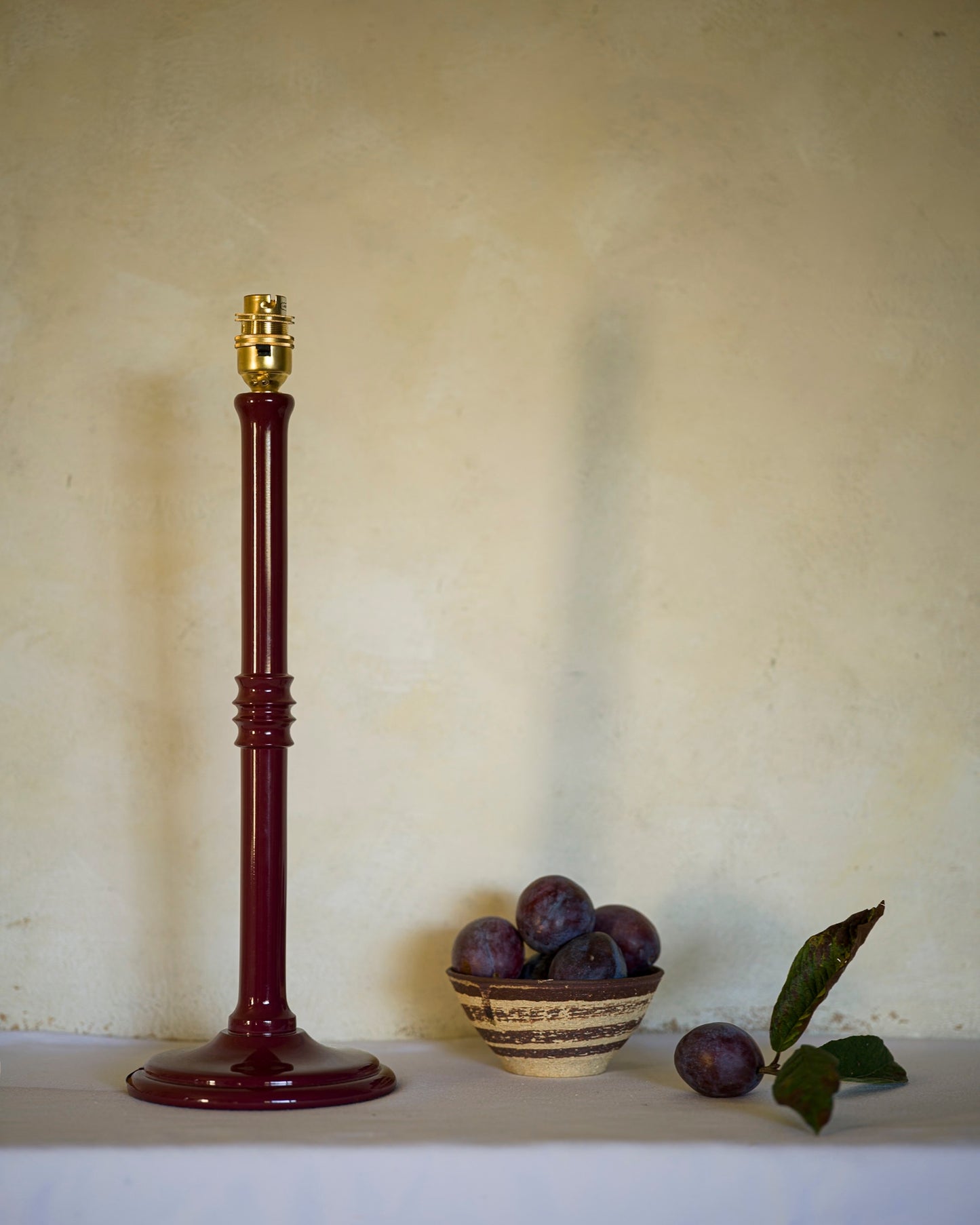 Lacquered lampstand in damson