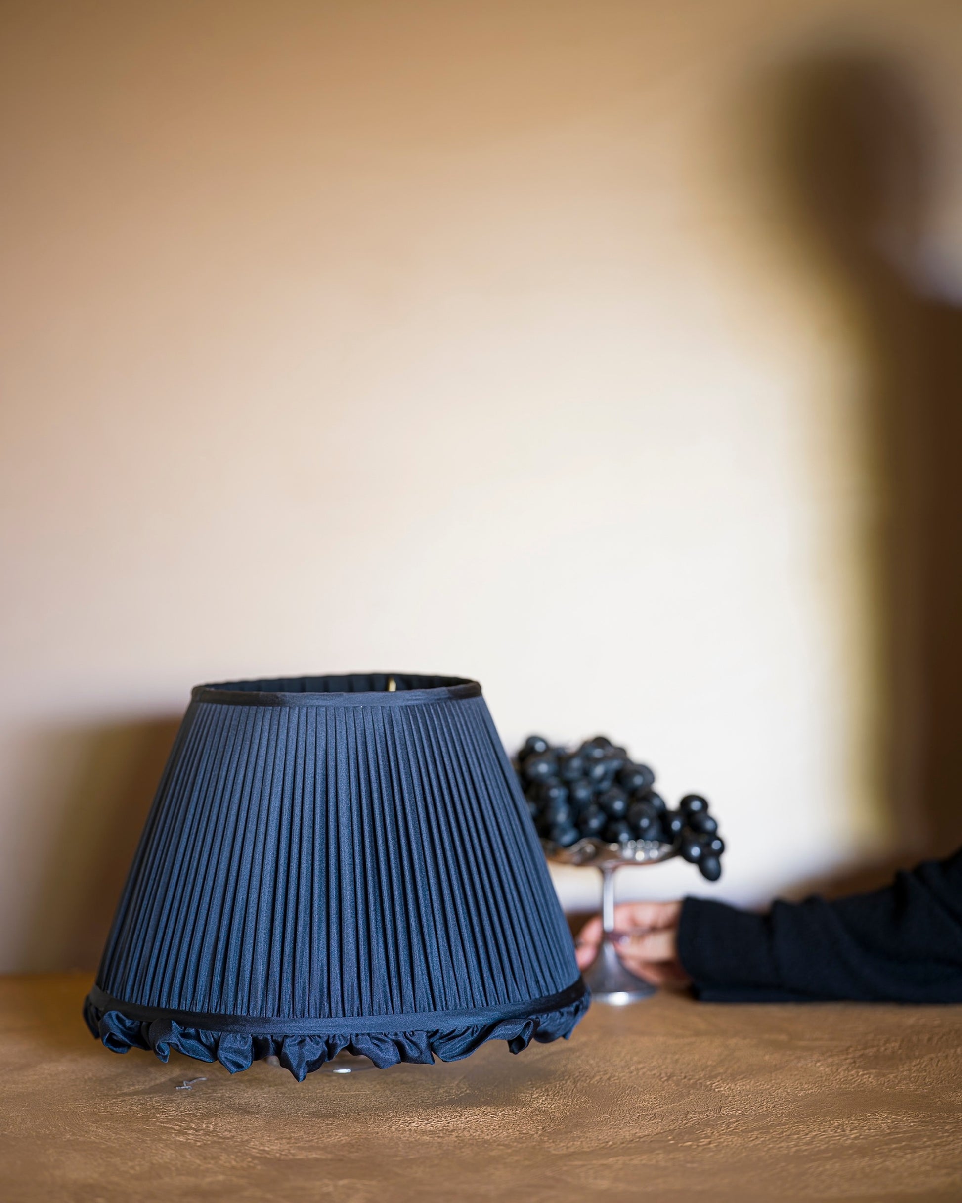 Luxury Silk frilly lampshade in black grape