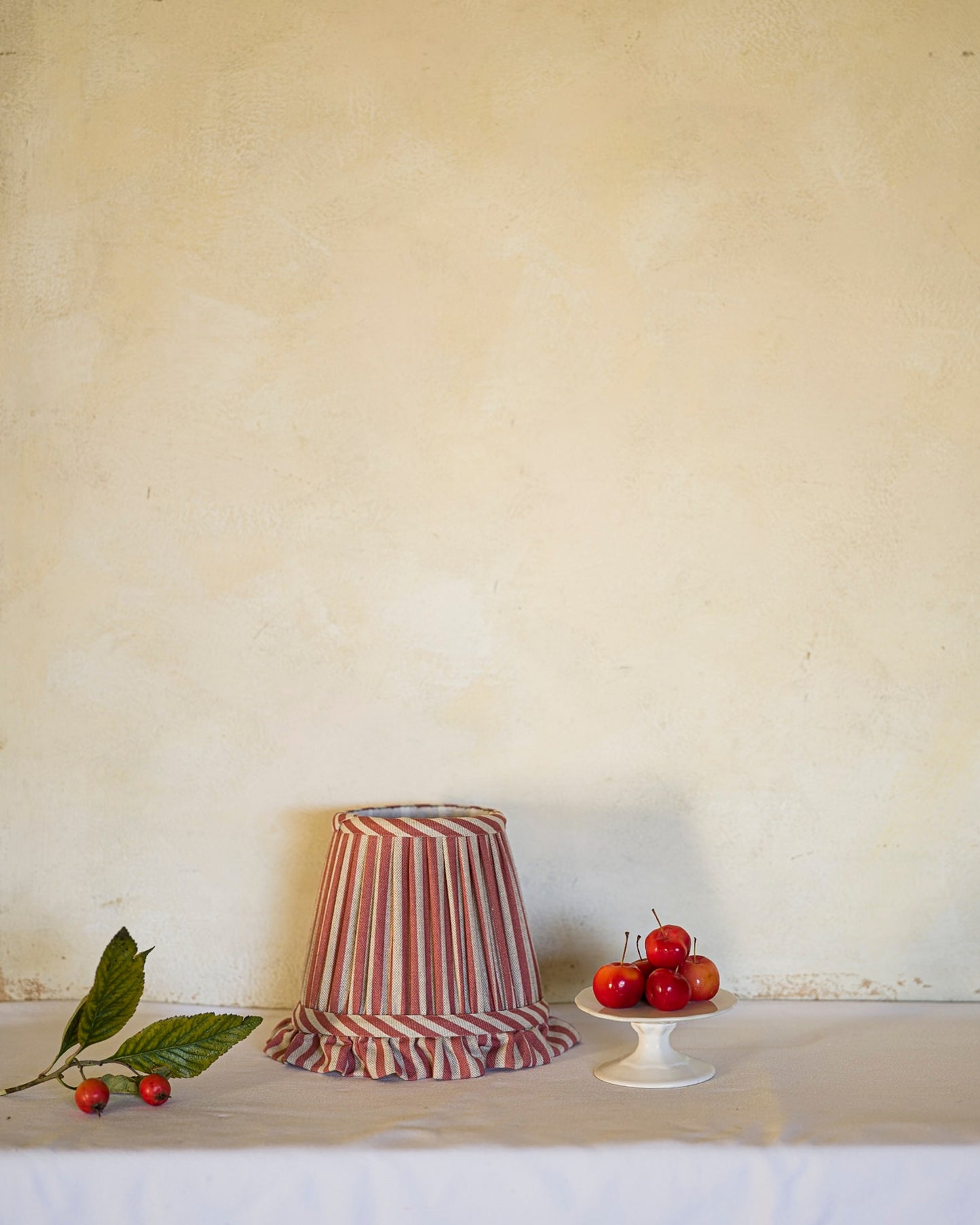 Luxury frilled lampshade in crabapple