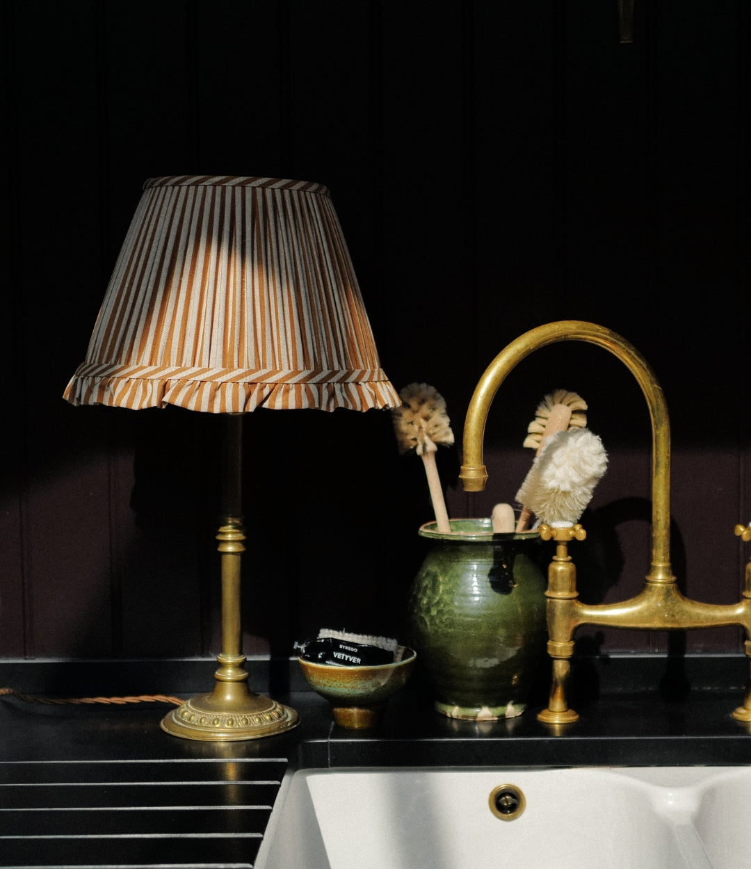 Luxury frilled lampshade in goldenberry
