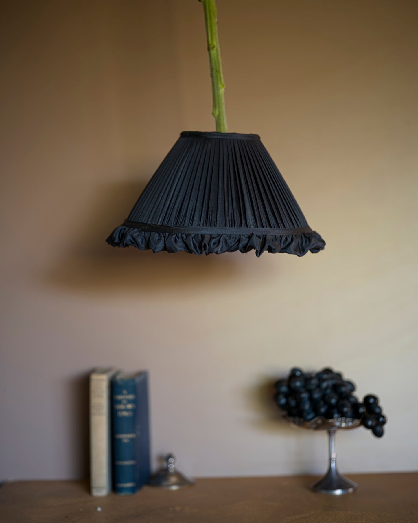 Luxury frilly lampshade in black grape