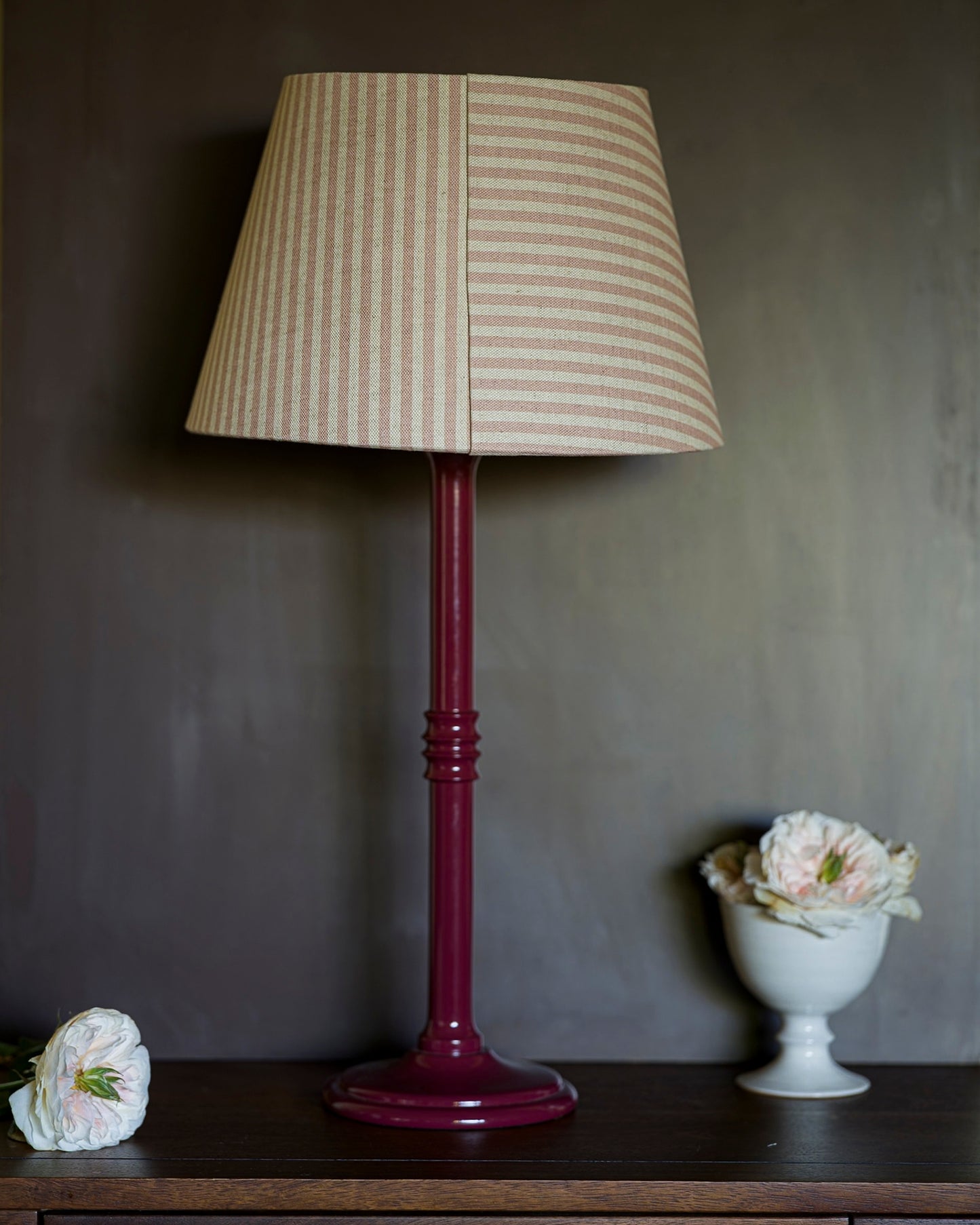 Luxury lampshade in old rose on lampstand