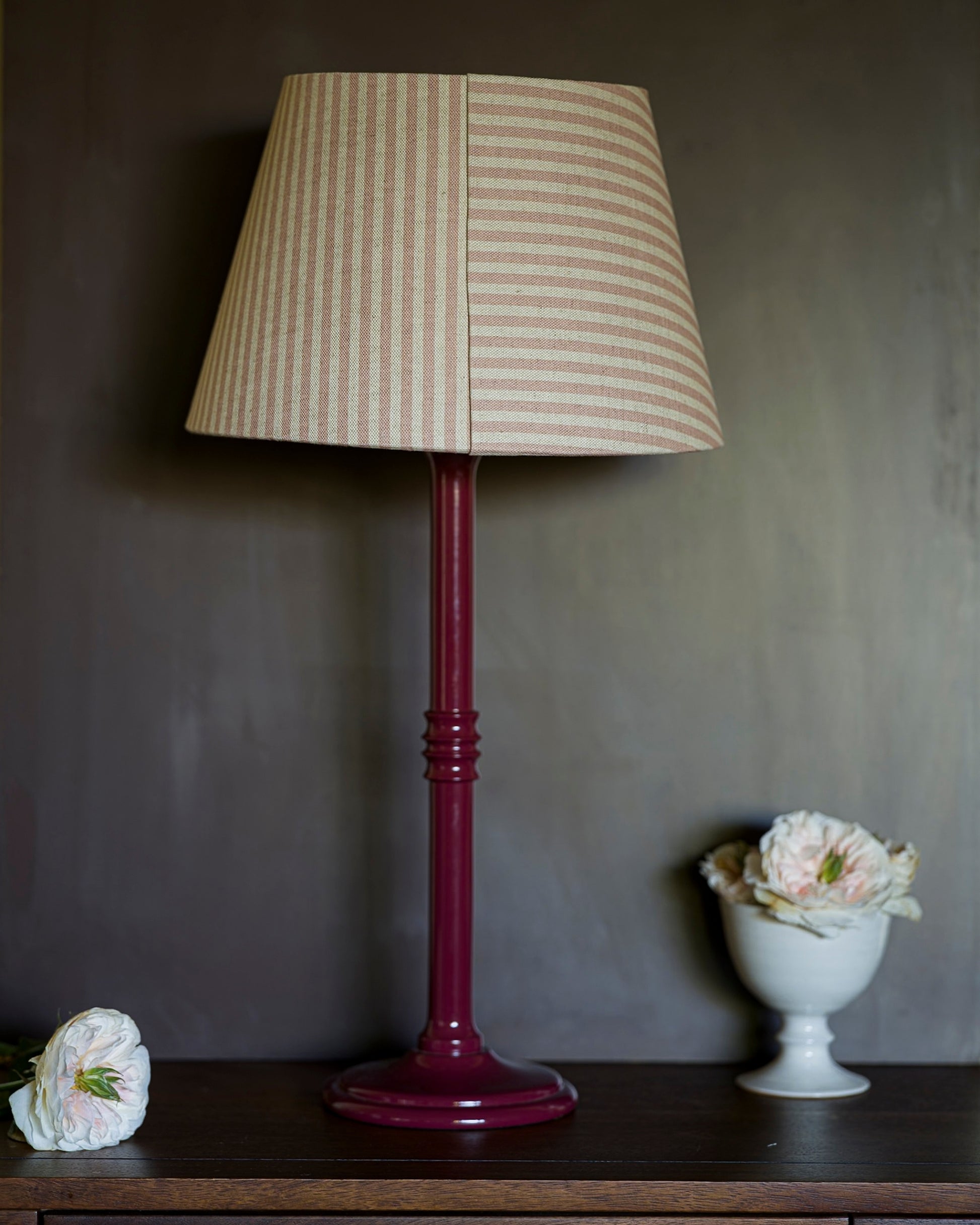 Luxury lampshade in old rose on lampstand