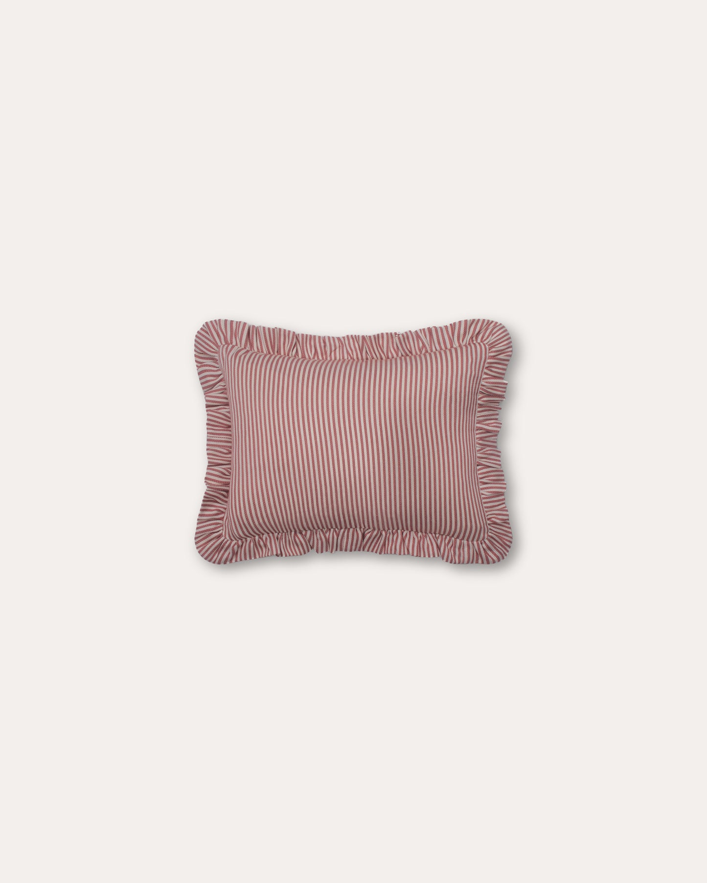 The Fine Stripe Rectangle Cushion in Crabapple