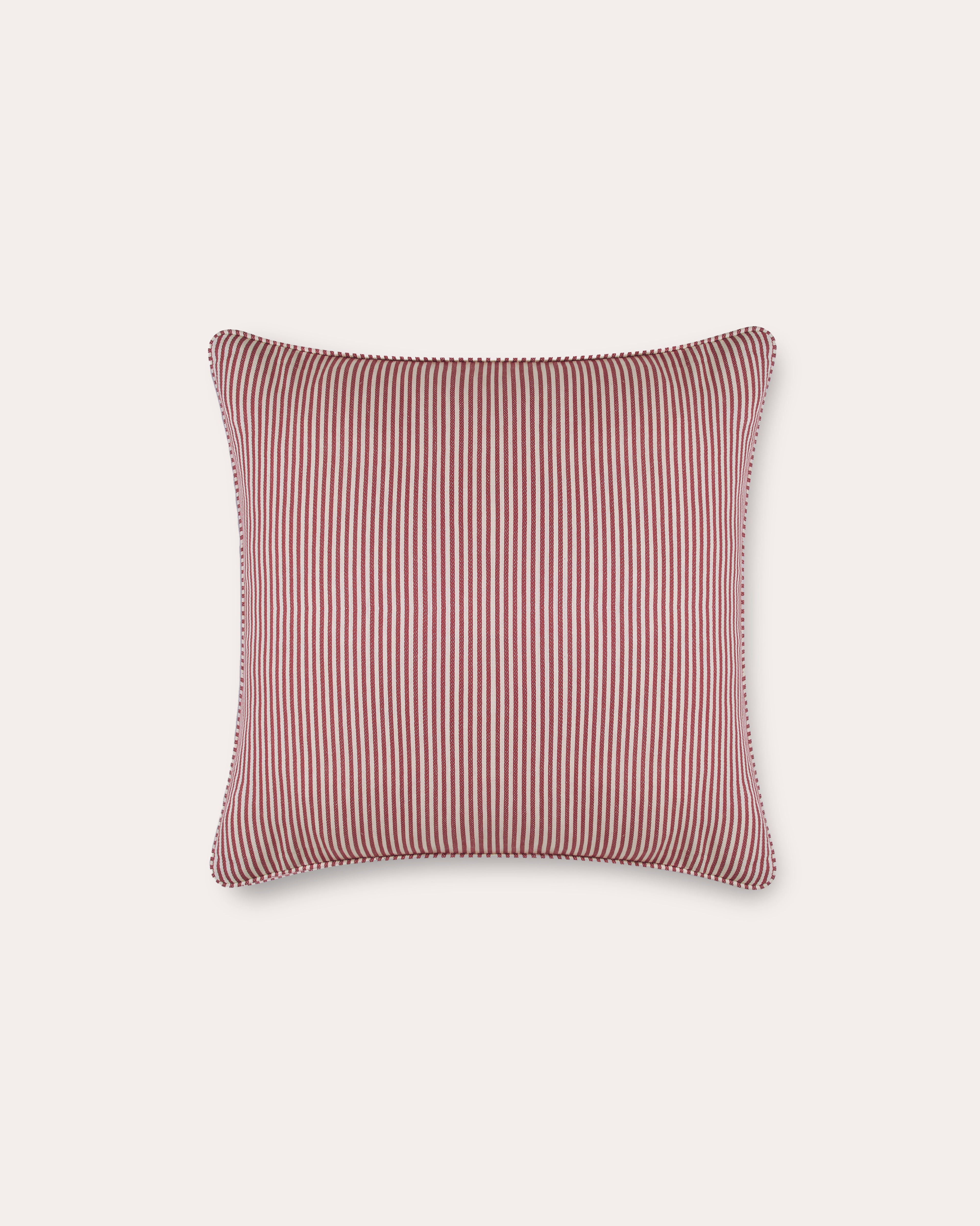 The Fine Stripe Square Cushion in Crabapple – Imogen Pope London
