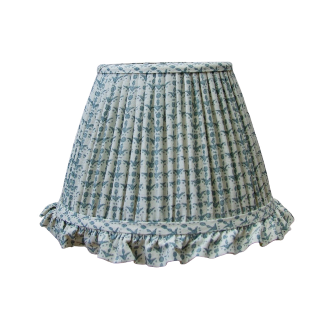 Bespoke lampshade with blue pattern