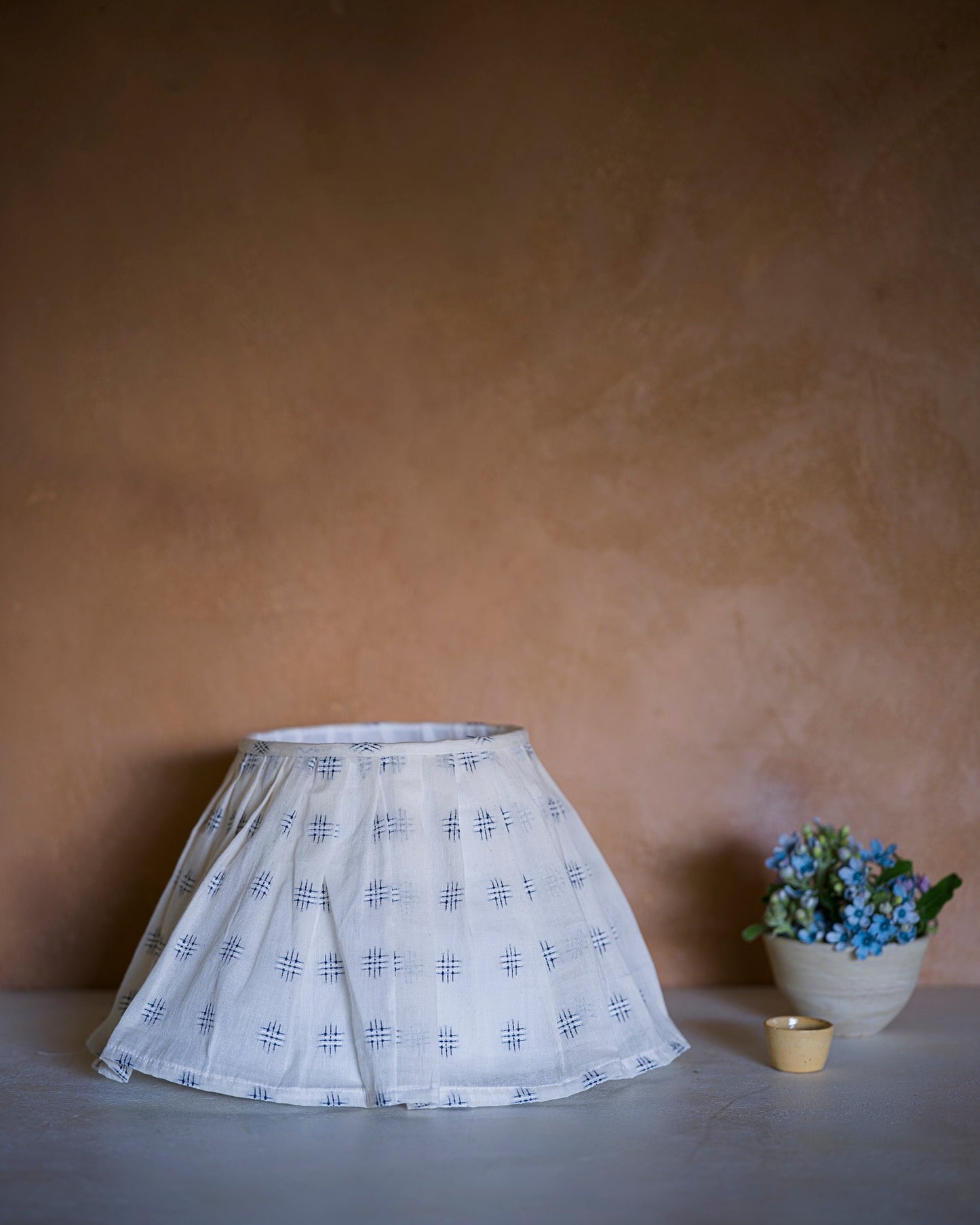 Embroidered lampshade in cornflower