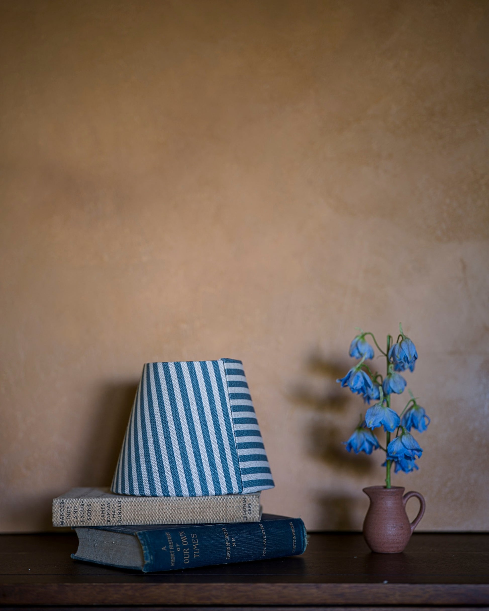 Luxury fine stripe lampshade in delphinium