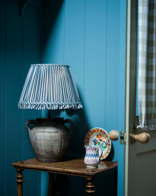 Luxury frilled lampshade in delphinium