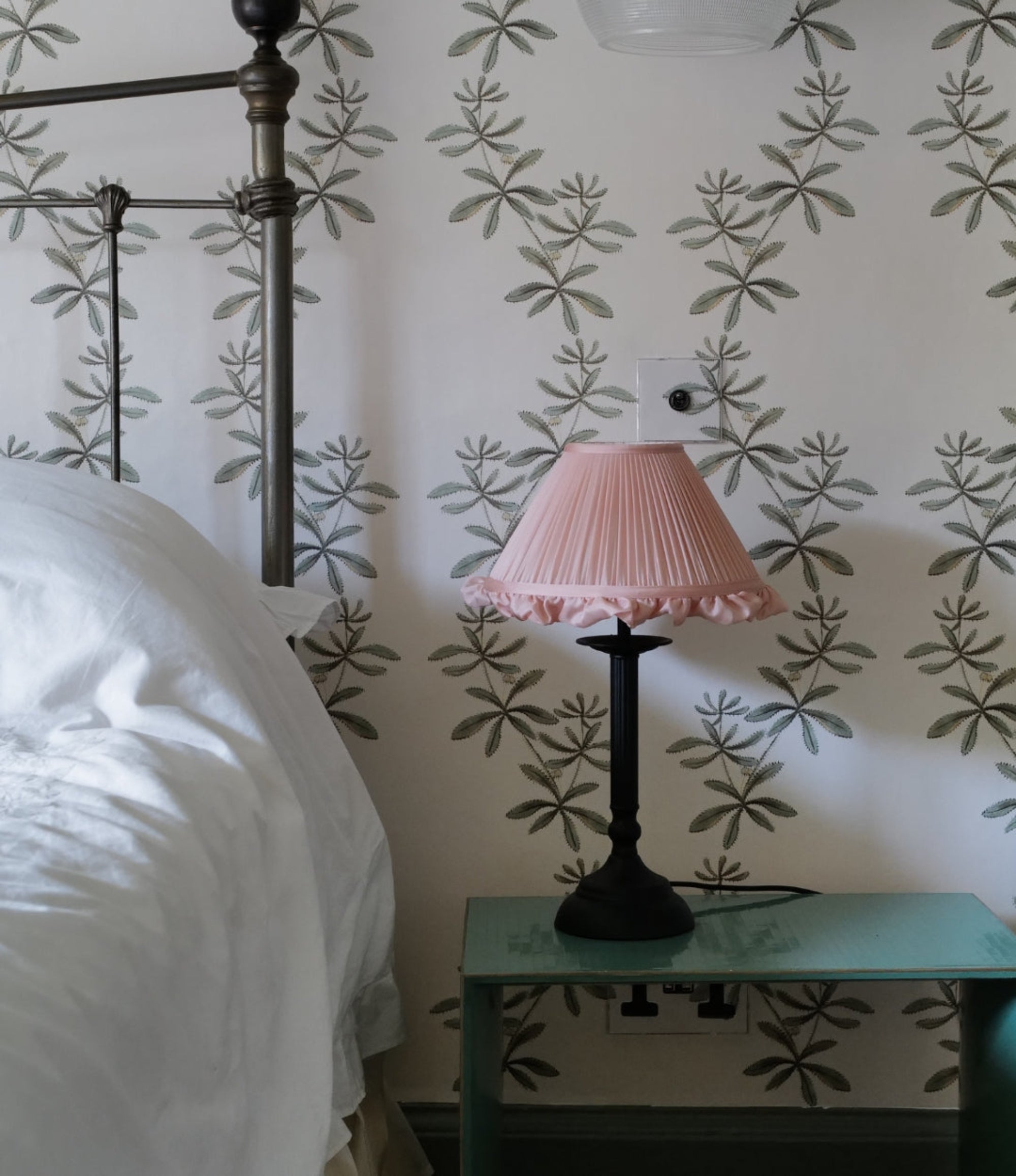 Luxury silk frill lampshade in peony