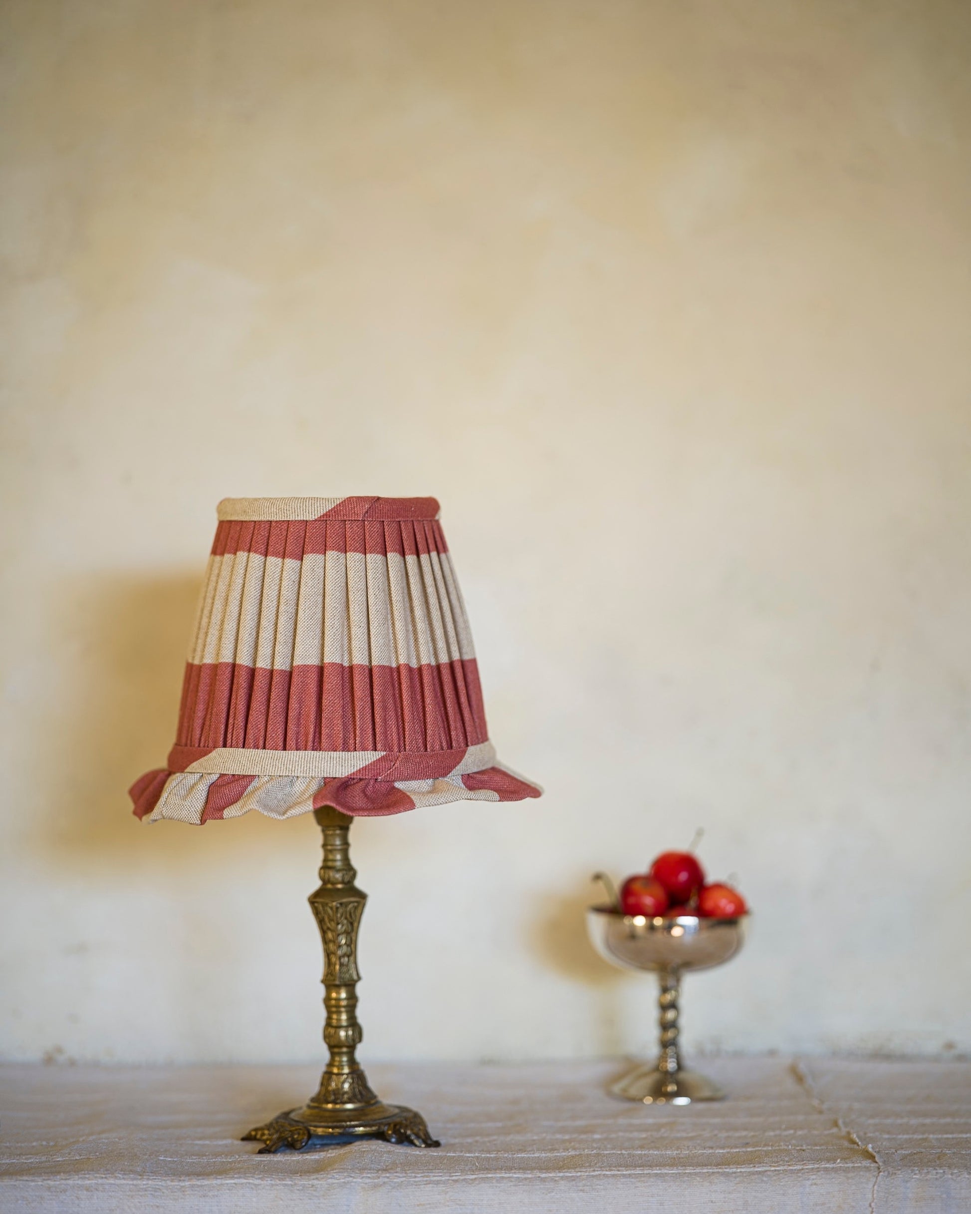 Luxury wall light lampshade in crabapple on lampstand