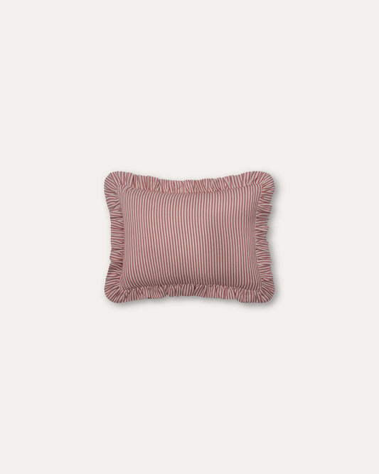 The Fine Stripe Rectangle Cushion in Crabapple