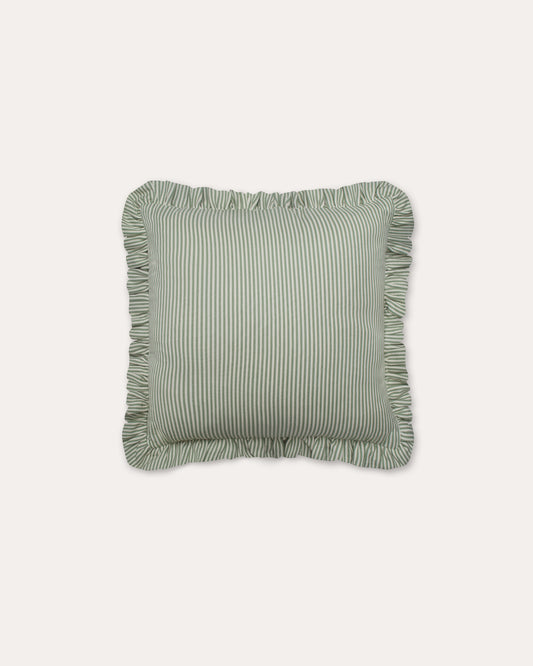 The Fine Stripe Square Cushion in Sage