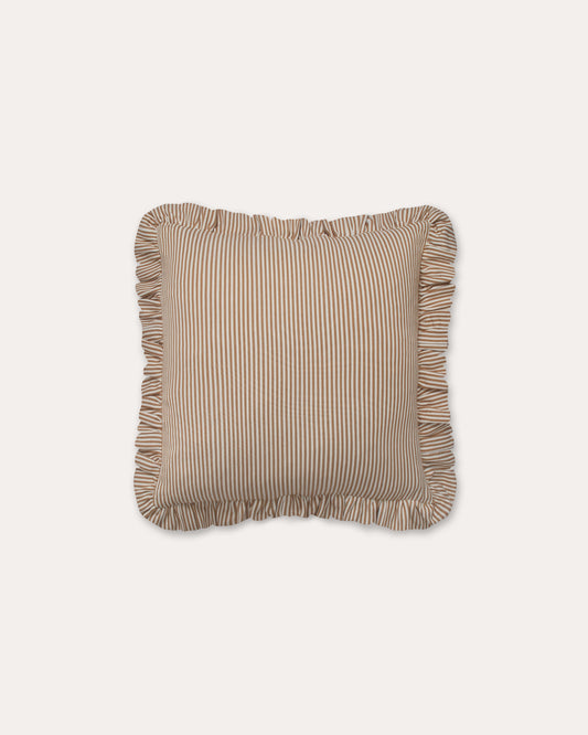 The Fine Stripe Square Cushion in Ochre