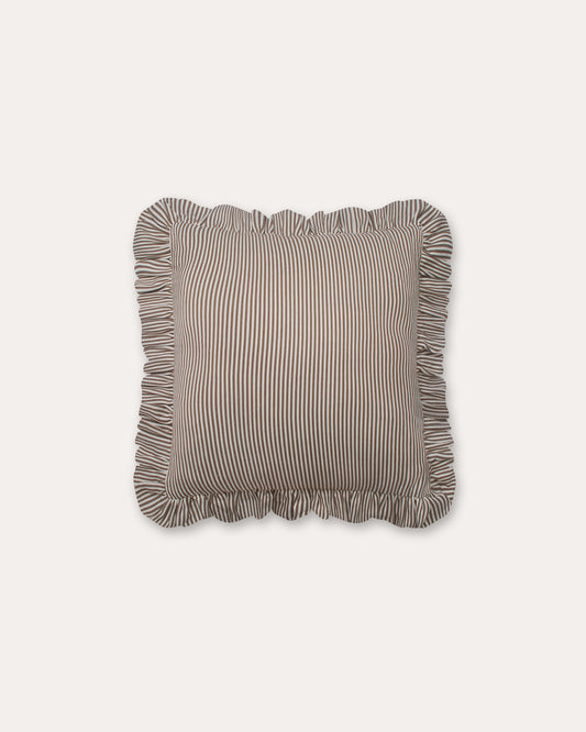 The Fine Stripe Square Cushion in Cocoa