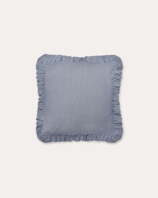 The Fine Stripe Square Cushion in Delphinium