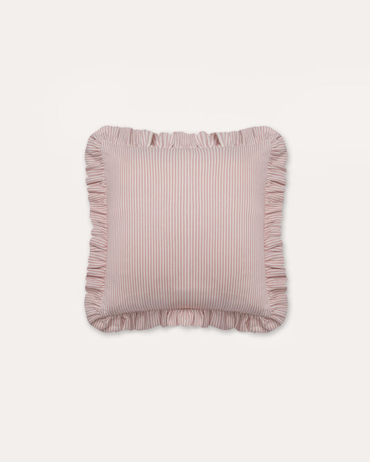 The Fine Stripe Square Cushion in Rose