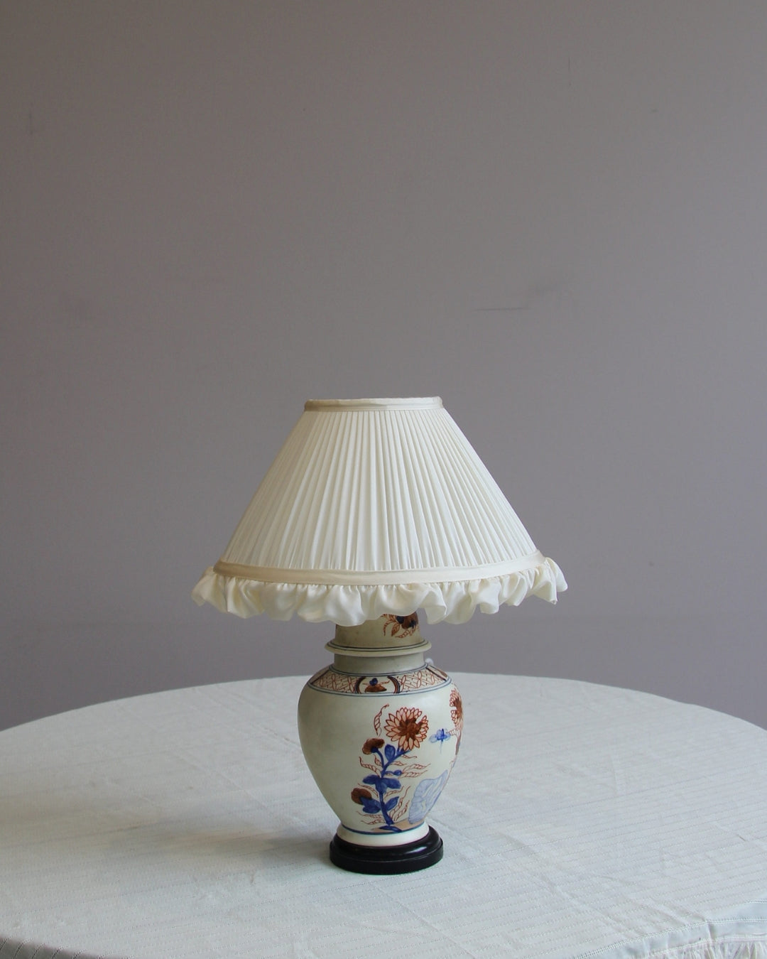 Silk frilly lampshade in iris