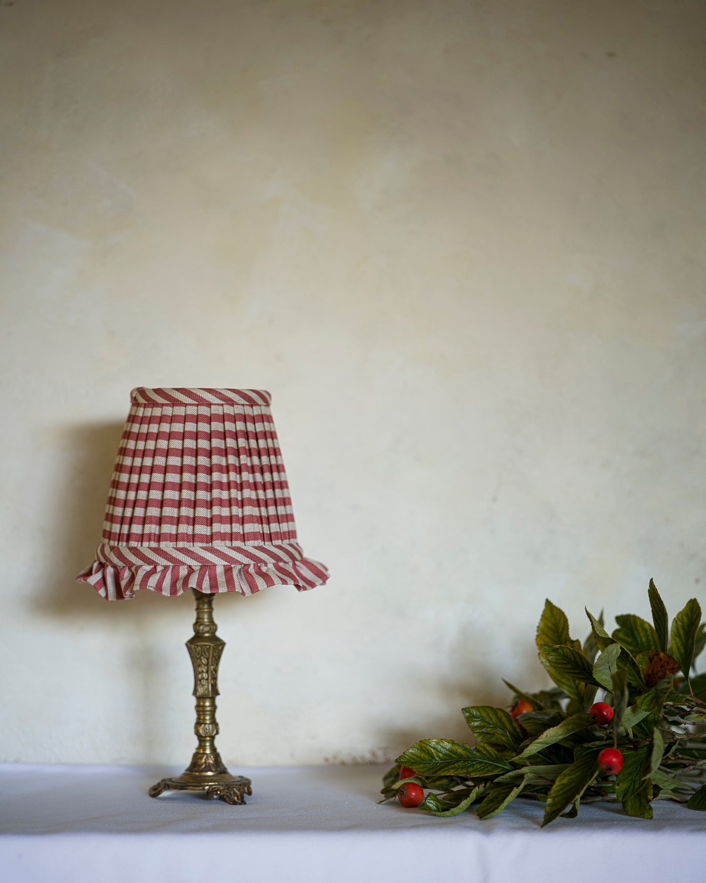 The Fine Horizontal Stripe in Crabapple Wall Light Lampshade