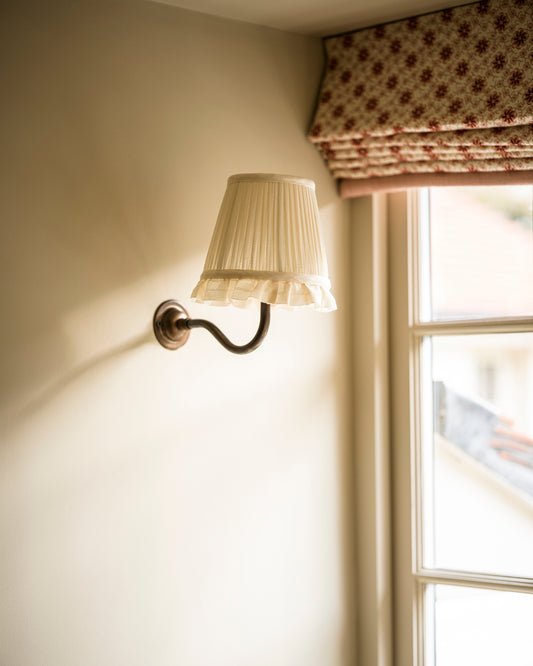 Embroidered wall light lampshade in daisy