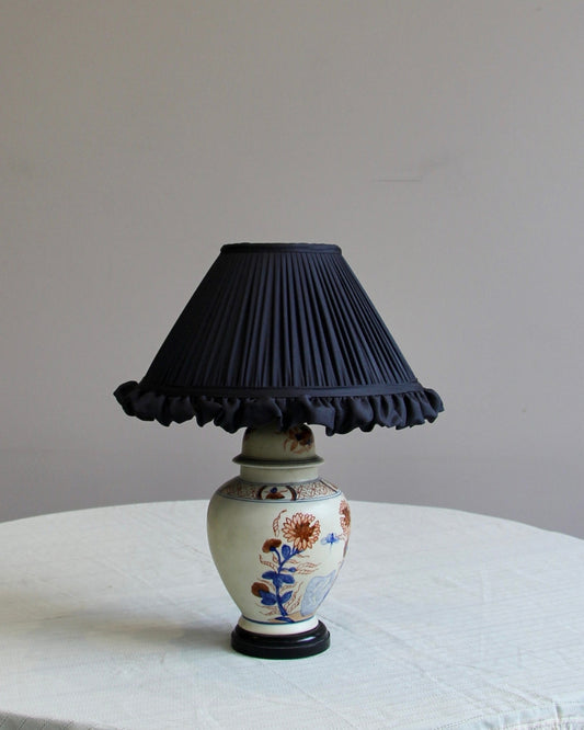 Silk frilly lampshade in black grape